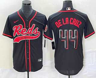 Men%27s Cincinnati Reds #44 Elly De La Cruz Black With Patch Cool Base Stitched Baseball Jersey->cincinnati reds->MLB Jersey